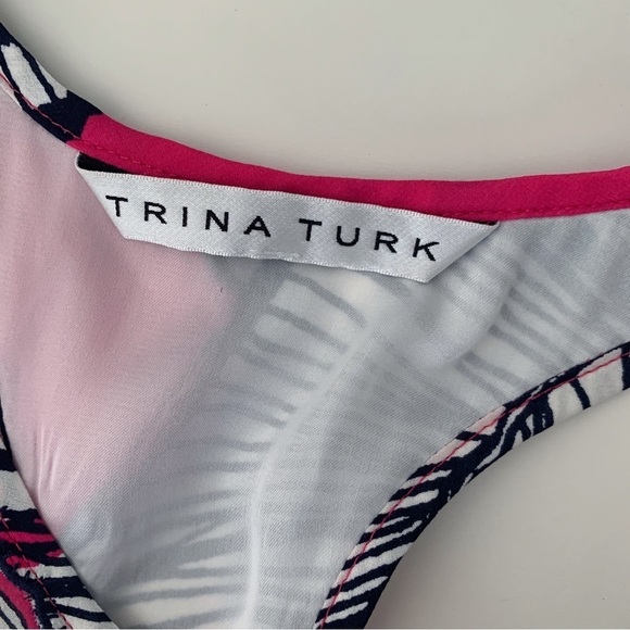 Trina Turk Floral Silk Racerback Tank Top Small Fuchsia - Picture 5 of 8